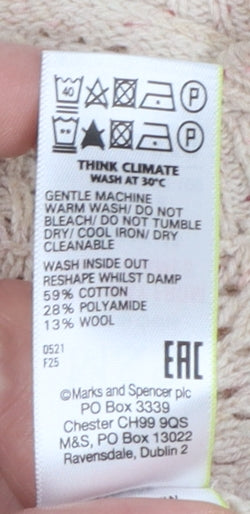 Marks and Spencer Per Una Womens Beige Open Knit Jumper Size 12