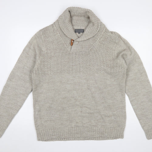 Carter & Rise Men’s Beige Roll Neck Chunky Knit Jumper 2XL