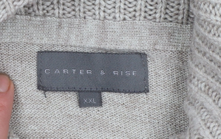 Carter & Rise Men’s Beige Roll Neck Chunky Knit Jumper 2XL