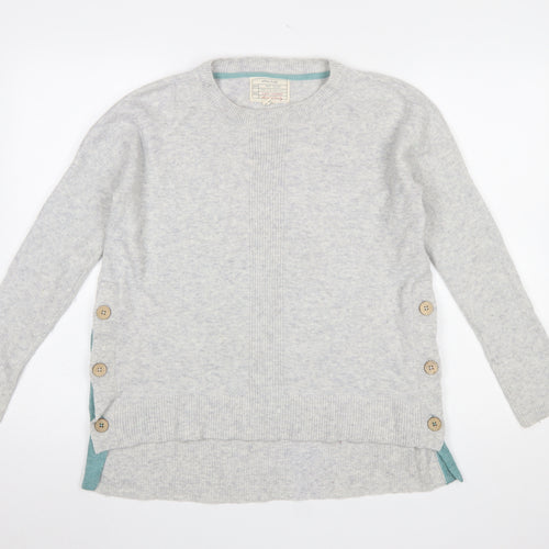White Stuff Women Grey Size 12 Wool Alpaca Button Jumper