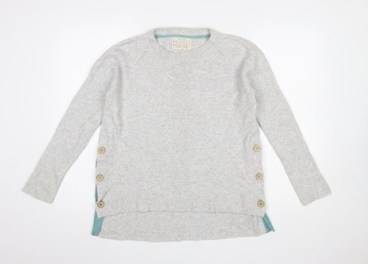 White Stuff Women Grey Size 12 Wool Alpaca Button Jumper