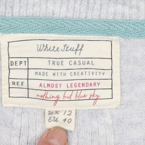 White Stuff Women Grey Size 12 Wool Alpaca Button Jumper