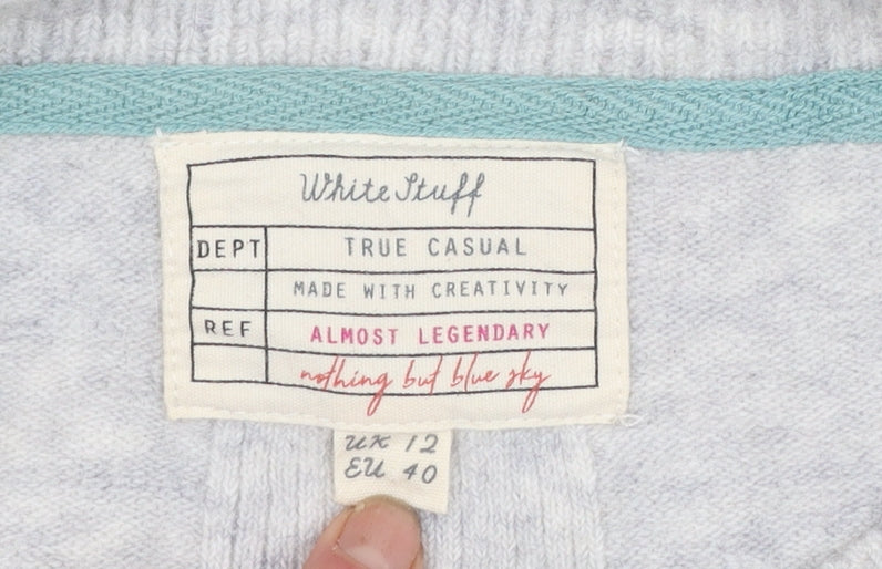 White Stuff Women Grey Size 12 Wool Alpaca Button Jumper