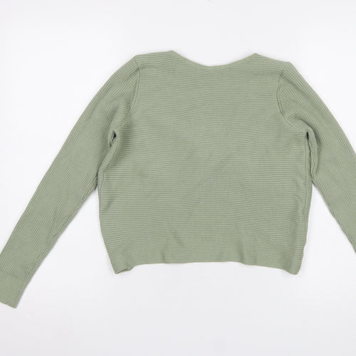 MNG Women’s Green V-Neck Twist Front Knit Cardigan Size 12