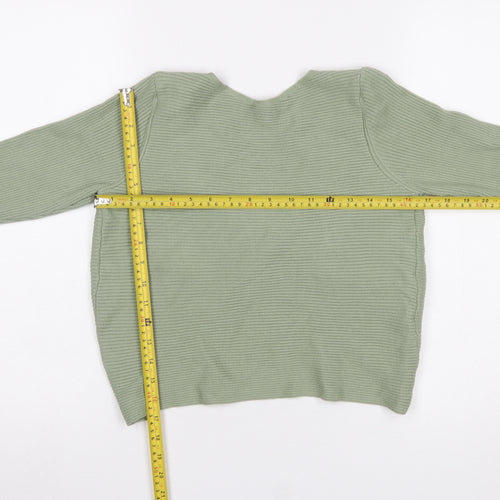 MNG Women’s Green V-Neck Twist Front Knit Cardigan Size 12
