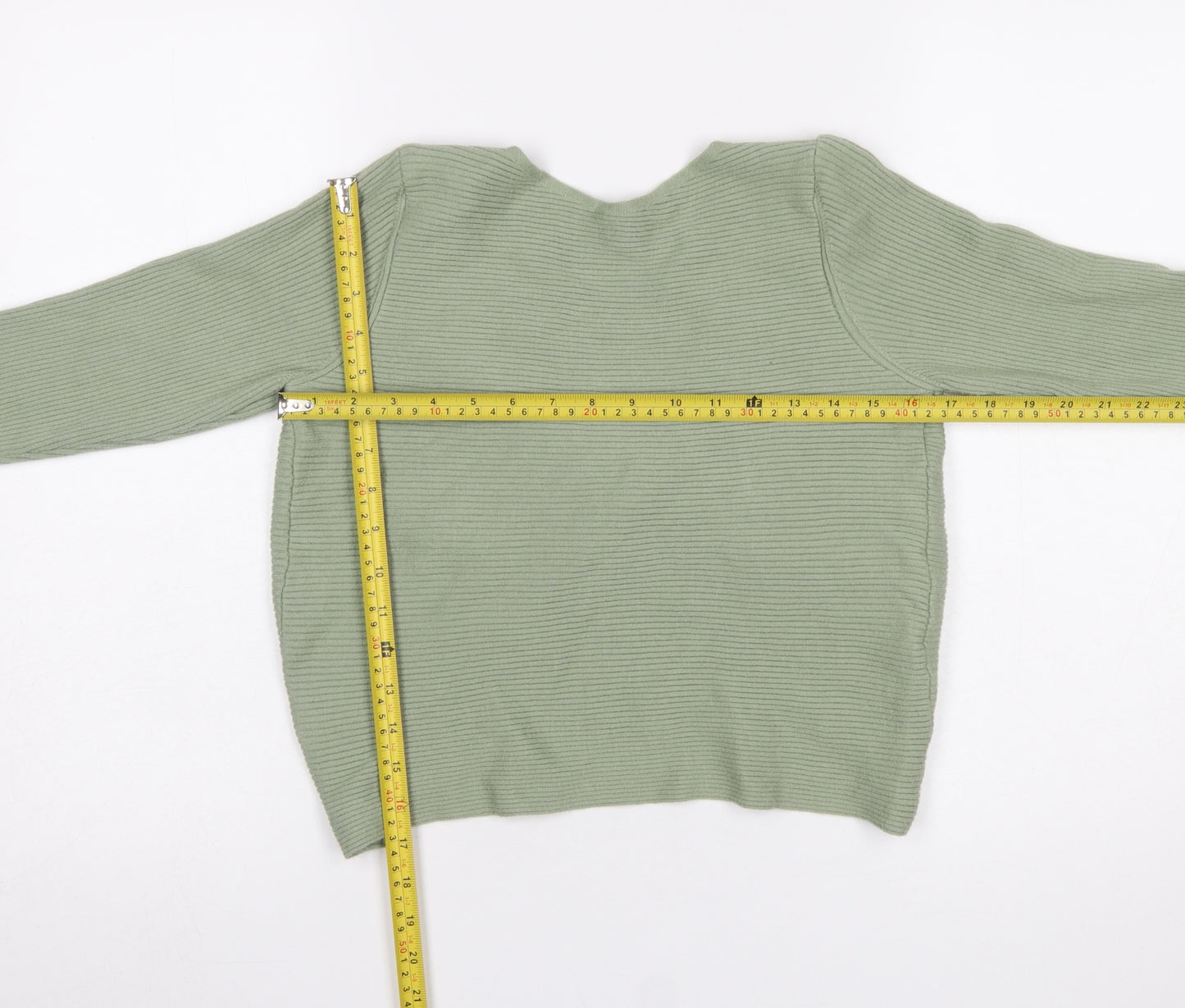 MNG Women’s Green V-Neck Twist Front Knit Cardigan Size 12