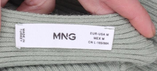MNG Women’s Green V-Neck Twist Front Knit Cardigan Size 12