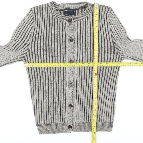 ASOS DESIGN Women's Grey Chunky-Knit Striped Cardigan Size M