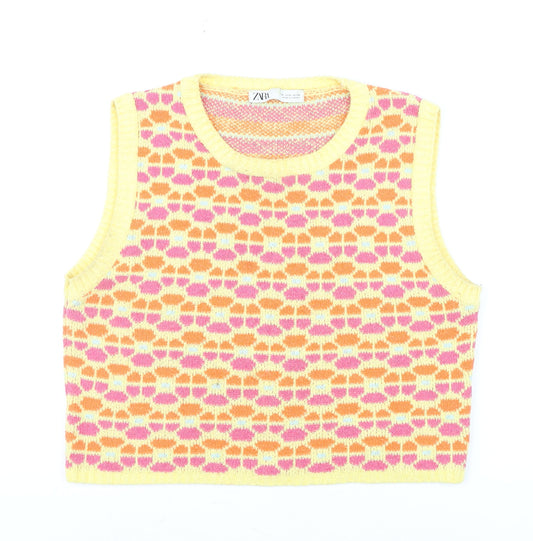 Zara Womens Multicoloured Knit Sleeveless Vest Jumper Size M