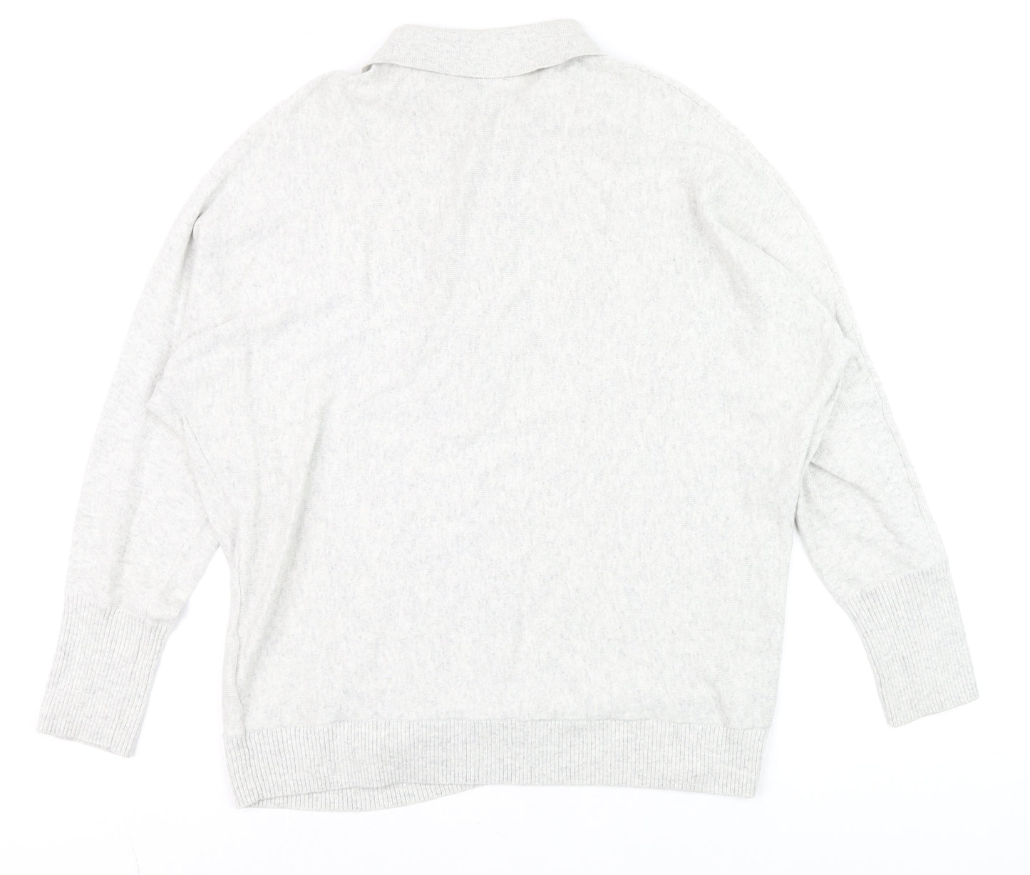 Mint Velvet Mens Grey Collared Half Zip Cotton Blend Jumper M