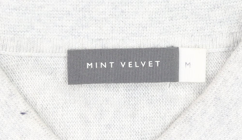 Mint Velvet Mens Grey Collared Half Zip Cotton Blend Jumper M