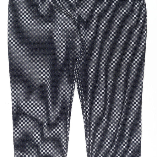 Tu Women Blue Geometric Stretch Tapered Trousers Size 16