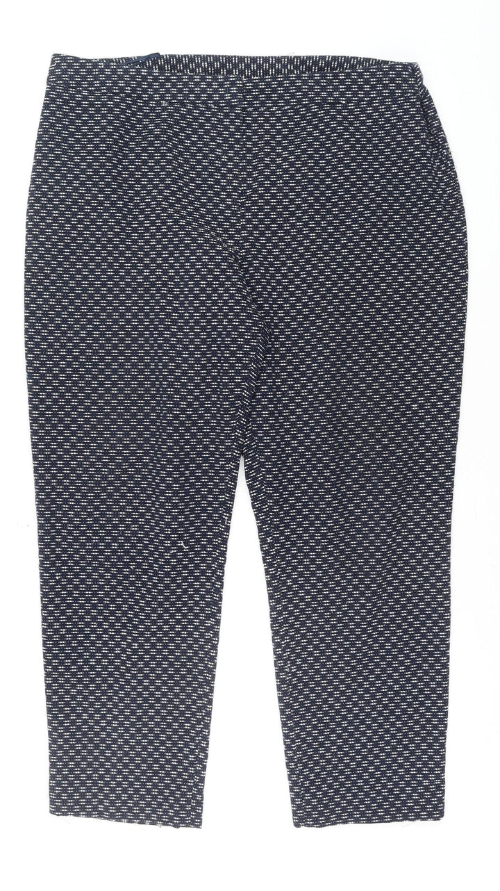 Tu Women Blue Geometric Stretch Tapered Trousers Size 16