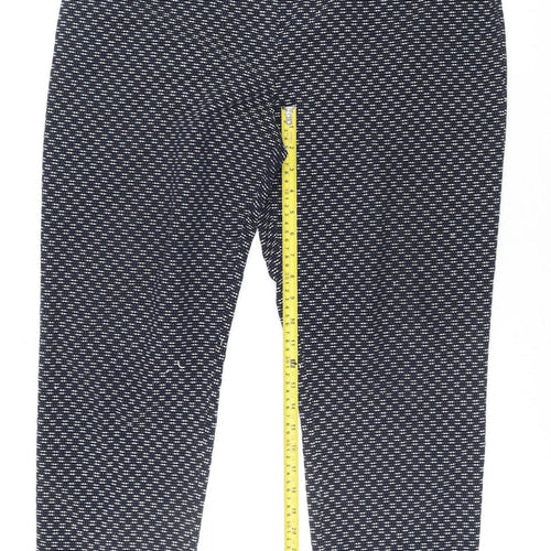 Tu Women Blue Geometric Stretch Tapered Trousers Size 16