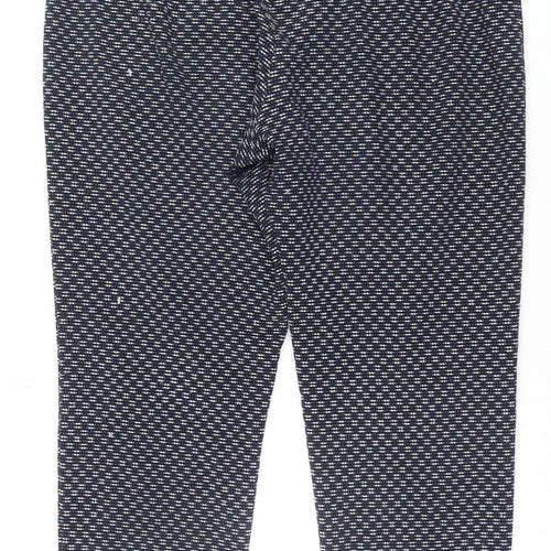 Tu Women Blue Geometric Stretch Tapered Trousers Size 16