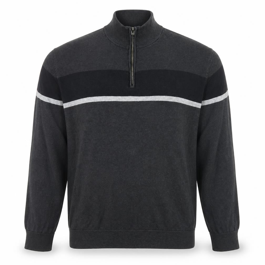 Tu Men’s Grey 2XL Half Zip Cotton Jumper High Neck Knitwear