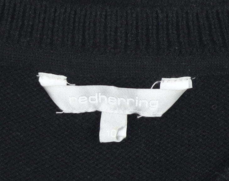 Red Herring Womens Black Christmas Reindeer Sequin Jumper Size 10