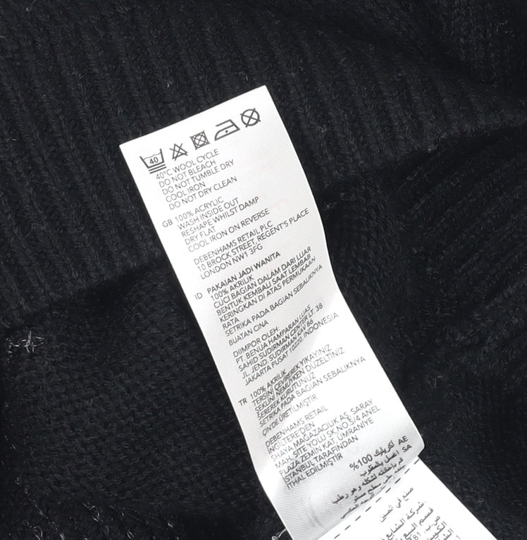 Red Herring Womens Black Christmas Reindeer Sequin Jumper Size 10