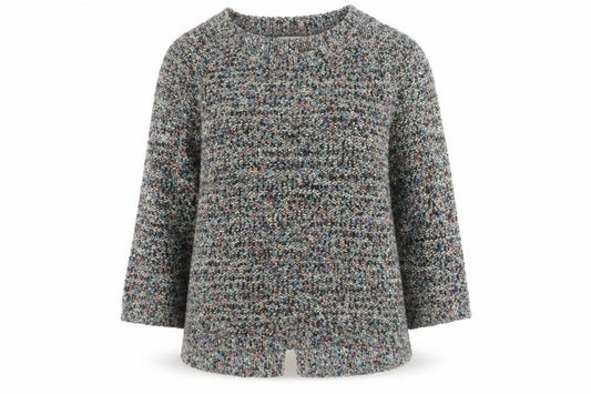 Front view of Marks & Spencer Indigo Women’s Multicoloured Chunky Knit jumper, size UK 12