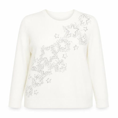 Marks and Spencer Women Ivory Size 18 Rhinestone Star Jumper