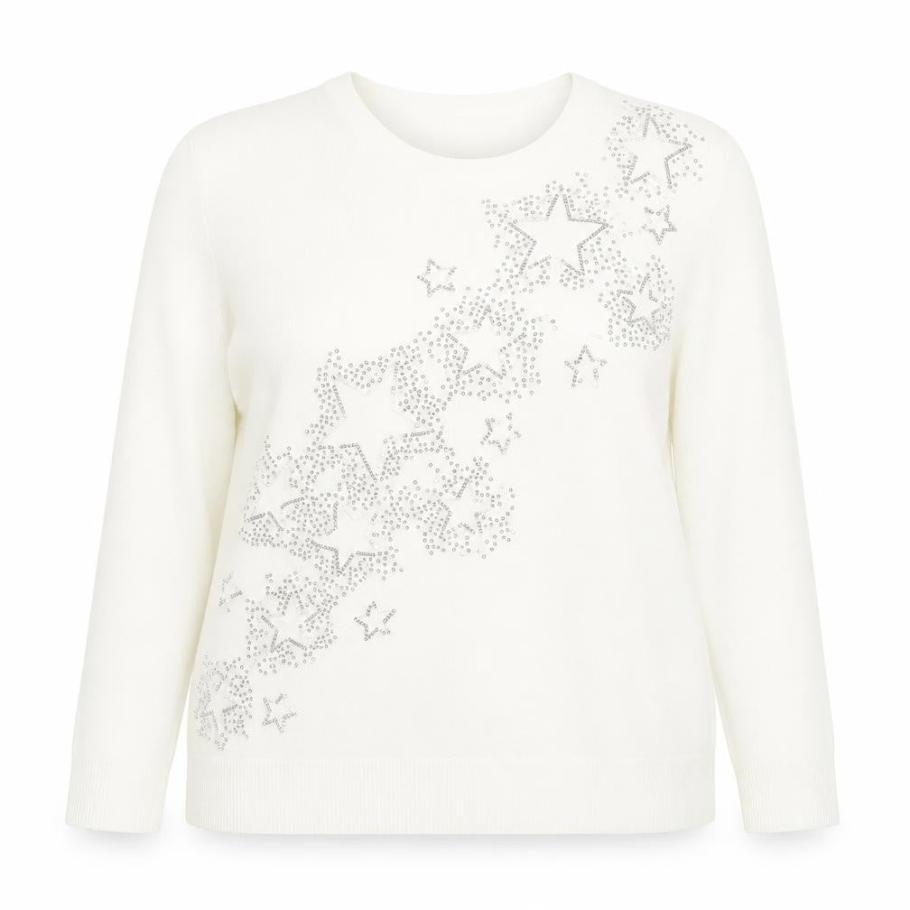 Marks and Spencer Women Ivory Size 18 Rhinestone Star Jumper