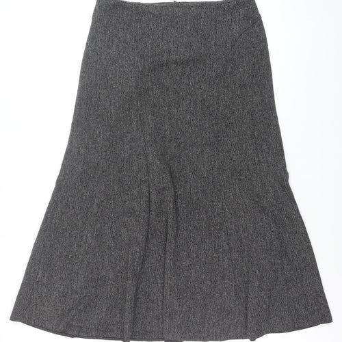 BHS Women’s Grey Herringbone A-Line Midi Skirt Size 14