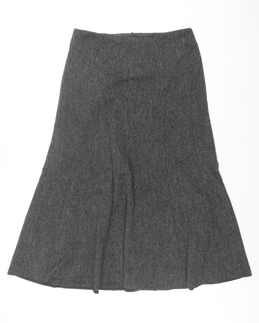 BHS Women’s Grey Herringbone A-Line Midi Skirt Size 14
