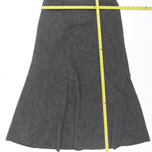 BHS Women’s Grey Herringbone A-Line Midi Skirt Size 14