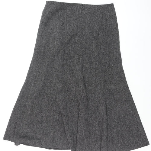 BHS Women’s Grey Herringbone A-Line Midi Skirt Size 14