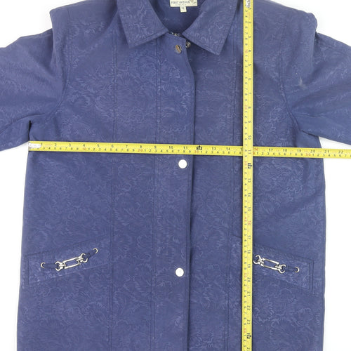 First Avenue Women Blue Size 12 Mid-Length Classic Collared Jacket