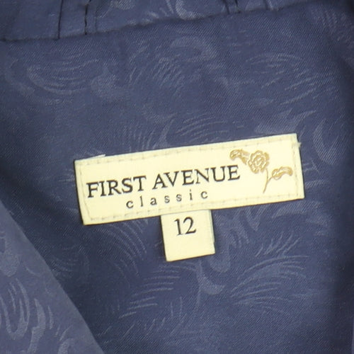 First Avenue Women Blue Size 12 Mid-Length Classic Collared Jacket