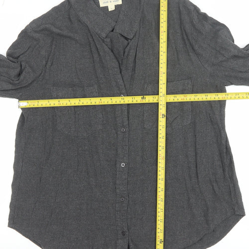 Cloth & Stone Women's Grey Rayon Button-Up Shirt Large Long Sleeve