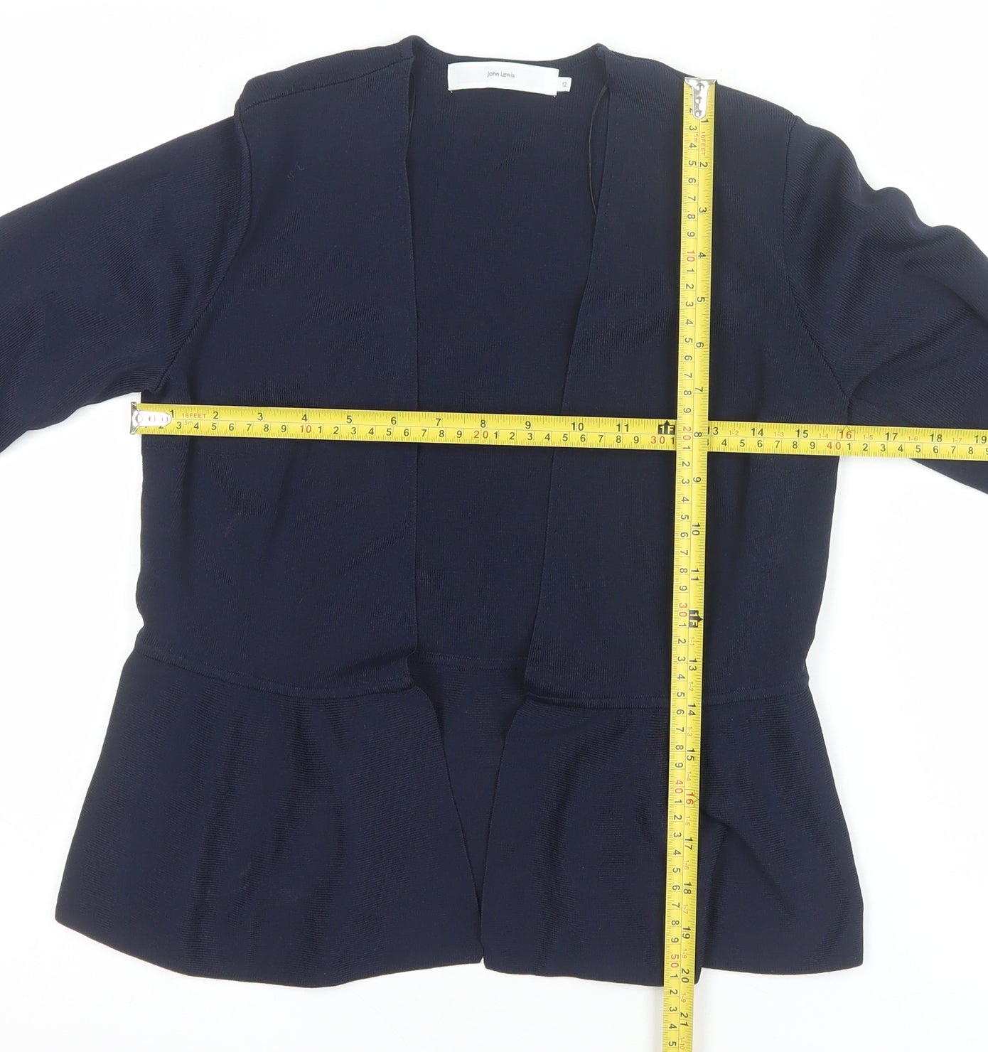 John Lewis Women Blue Size 12 Open Knit Long Sleeve Cardigan