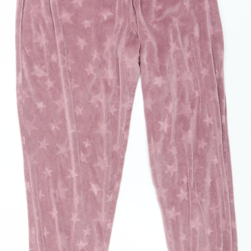 F&F Womens Pink Velour Star Pyjama Pants Size 12 Regular
