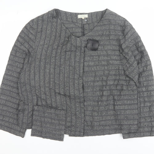Tutta Natura Women's Grey Wool Blend Striped Jacket XL