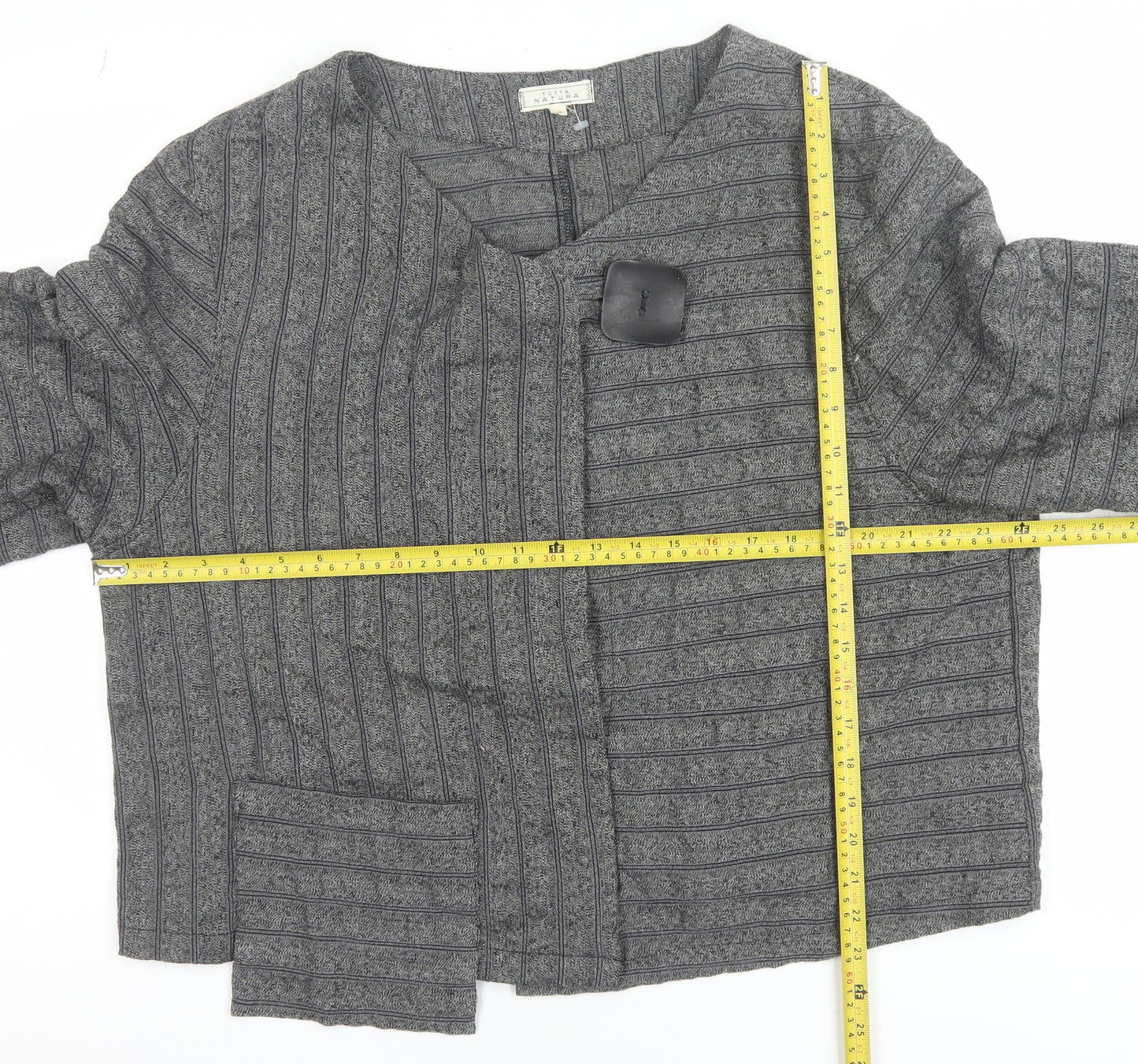 Tutta Natura Women's Grey Wool Blend Striped Jacket XL