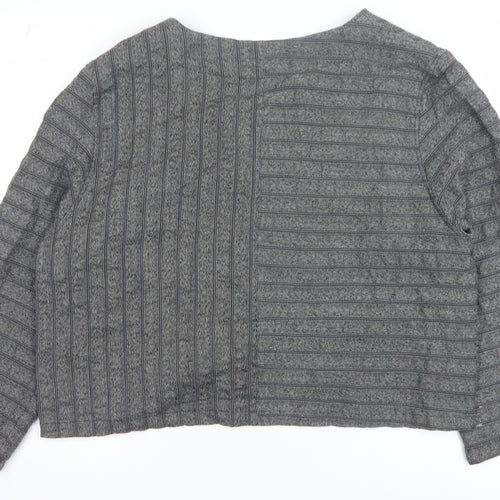 Tutta Natura Women's Grey Wool Blend Striped Jacket XL