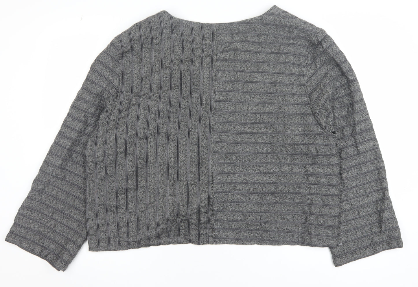 Tutta Natura Women's Grey Wool Blend Striped Jacket XL