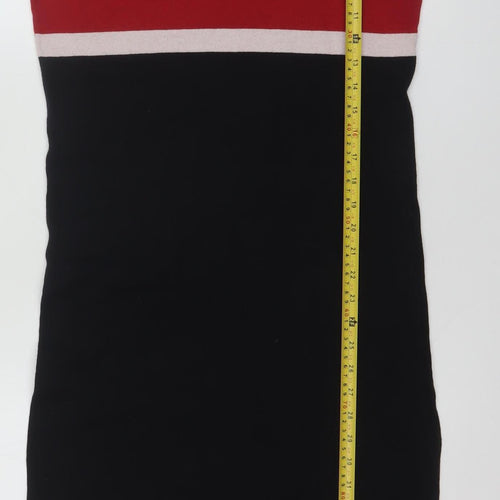 Dorothy Perkins Women Black Striped Bodycon Knee Length Long Sleeve Dress Size 14