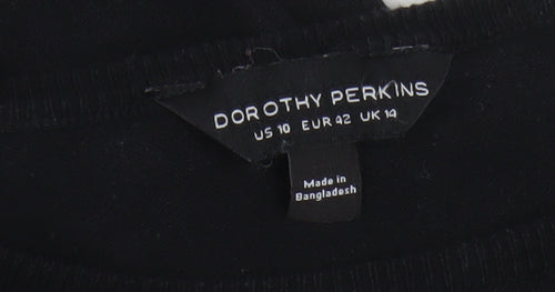 Dorothy Perkins Women Black Striped Bodycon Knee Length Long Sleeve Dress Size 14