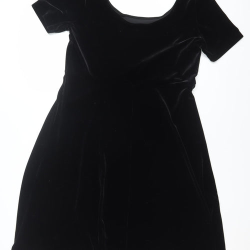 Marks and Spencer Women’s Black Velvet Sheath Dress Size 16 Classic Short Sleeve