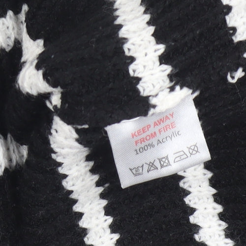In The Style Womens Black Striped Collared Pullover Jumper Size 10/12