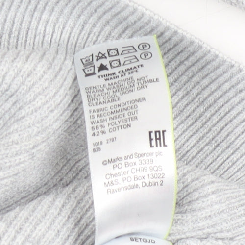 Marks and Spencer Men’s Grey XL Cotton Blend Striped Crew Neck Jumper