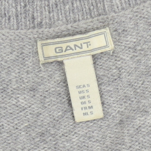 GANT Women’s Grey & Navy Striped Wool Blend Short Sleeve Knee Dress Size S