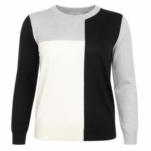 Marks and Spencer Womens Grey Black Colour Block Jumper Size 12 Acrylic Knit