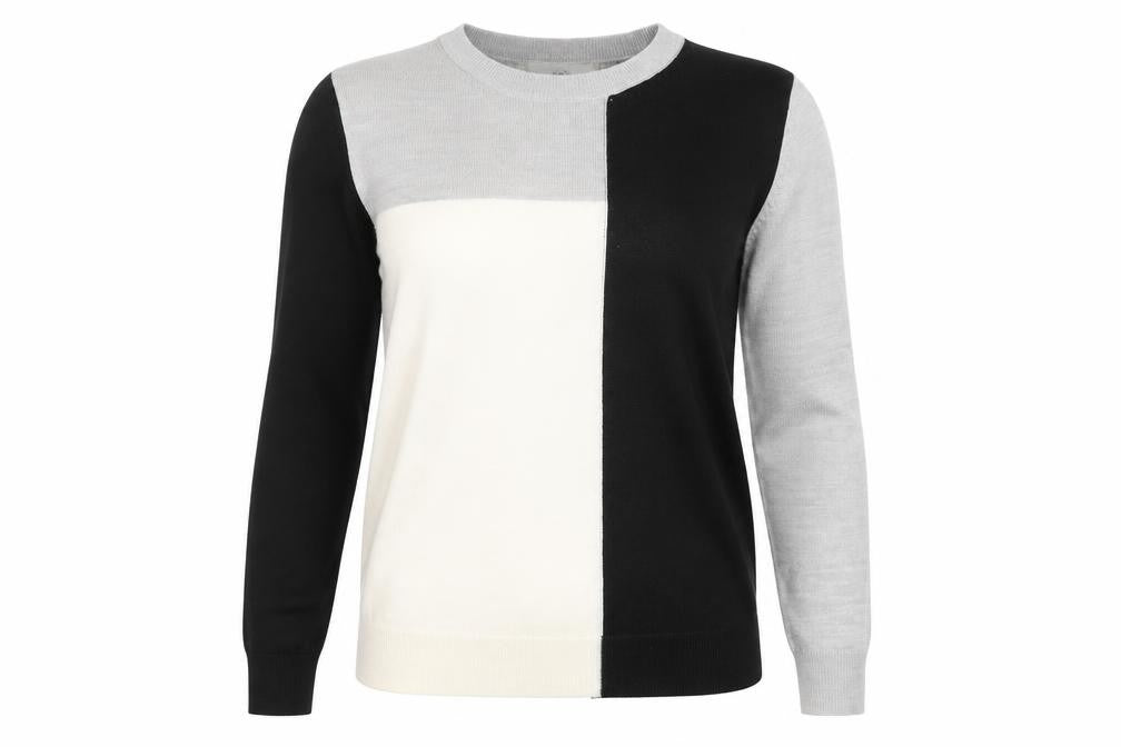 Marks and Spencer Womens Grey Black Colour Block Jumper Size 12 Acrylic Knit