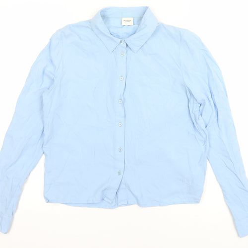 Jacqueline de Yong Women's Blue Button-Up Shirt Size 10