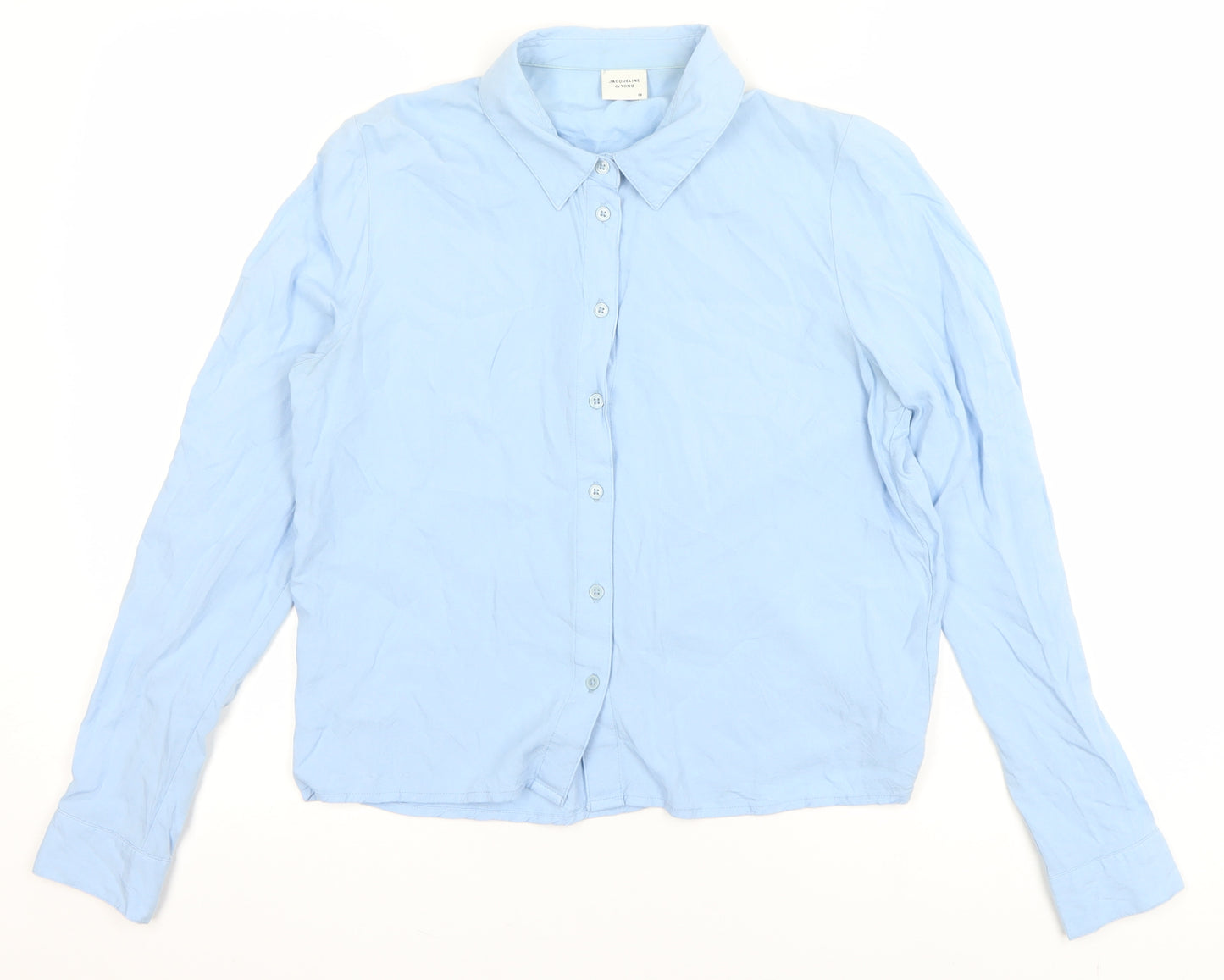 Jacqueline de Yong Women's Blue Button-Up Shirt Size 10