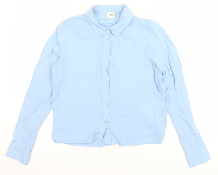 Jacqueline de Yong Women's Blue Button-Up Shirt Size 10