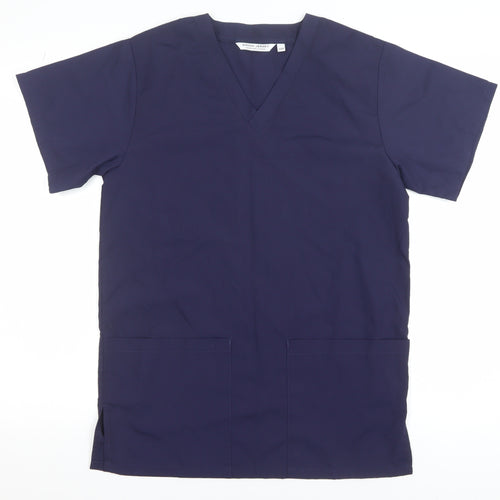Simon Jersey Women's Blue V-Neck Basic Workwear Top XS